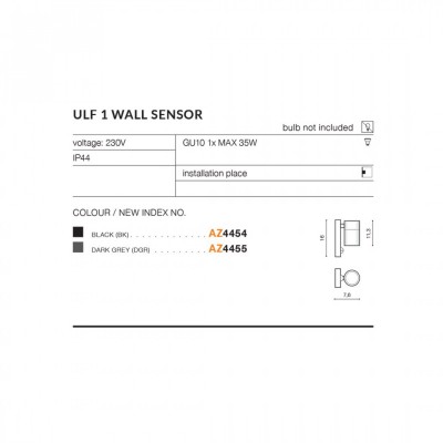 Бра AZzardo ULF 1 GU10 WALL SENSOR BK AZ4454