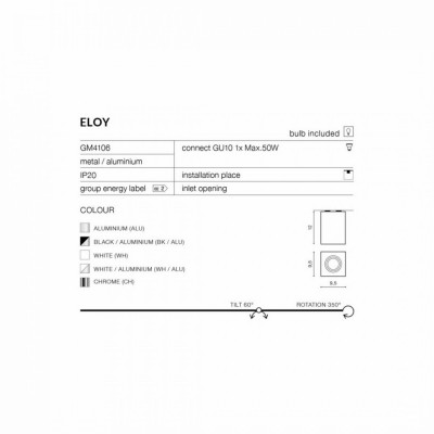 Точечный светильник AZzardo ELOY 1 BLACKALUMINIUM AZ0930