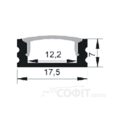 Профіль алюмінієвий накладний для світлодіодної LED стрічки ПФ-15 1 метр