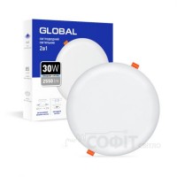 Точковий врізний-накладний LED-світильник GLOBAL SP 2in1 30W, 4100K (коло) 1-GSP-3041-RS