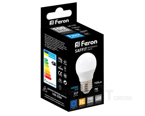 Світлодіодна лампа P45 Feron LB-195 7W E27 2700K SAFFIT
