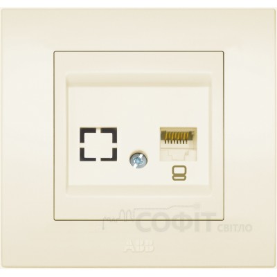 Розетка компьютерная RJ45 CAT6 + гнездо ABB Cosmo бежевый 619-010300-247