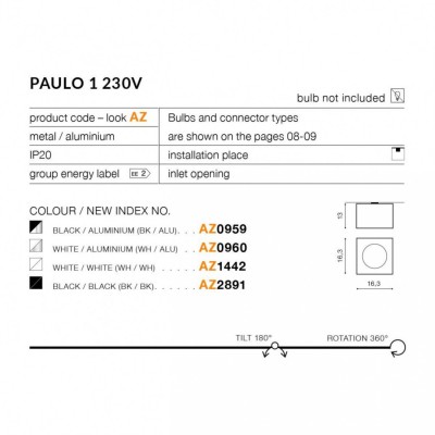 Точечный светильник AZzardo PAULO 1 230V BLACKALU AZ0959