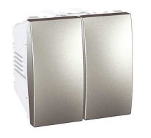 Вимикач 2-клавішн.(СХ.5) 2М алюміній. Unica MGU3.211.30 Schneider Electric