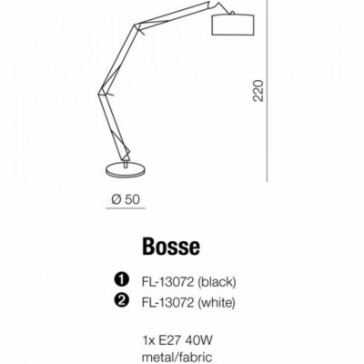 Торшер AZzardo BOSSE WHITE AZ1040 Торшер AZzardo BOSSE WHITE AZ1040