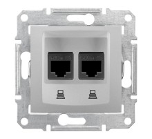 Розетка компьютерная двойная RJ45, кат. 6, экр. STP алюминий Sedna SDN5000160, Schneider Electric
