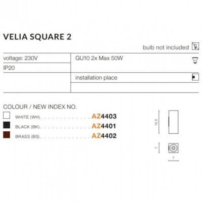 Бра AZzardo VELIA S 2 BRASS AZ4402