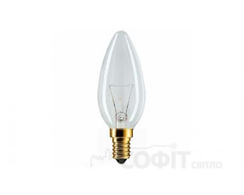 Лампа розжарювання Свічка 60Вт E14 прозора Philips (16000500)