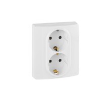 Розетка подвійна із заземленням, зі шторками, білий, Legrand Etika 672233