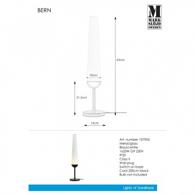 Настільна лампа MarkSlojd Sweden BERN Table 1L Black/White 107905