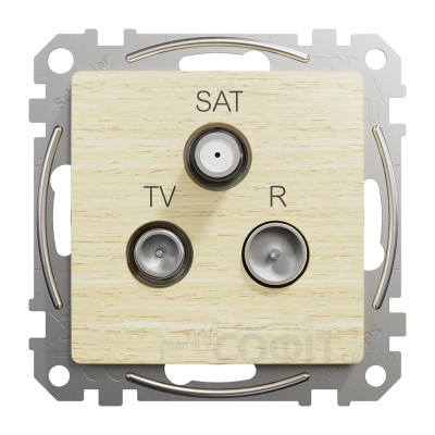 Розетка TV/SAT/R оконечная, береза, Sedna Design & Elements SDD180481, Schneider Electric