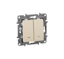 Выключатель двухклавишный с подсветкой слоновая кость, 10А, Legrand Etika 672304