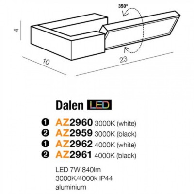 Бра AZzardo DALEN WHITE 3000K AZ2960