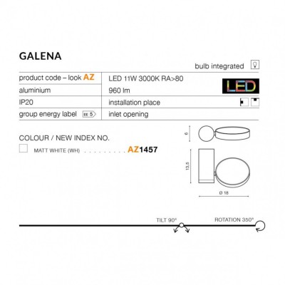 Бра - спот AZzardo GALENA WHITE AZ1457