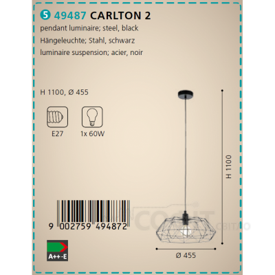 Світильник підвісний Eglo 49487 CARLTON 2