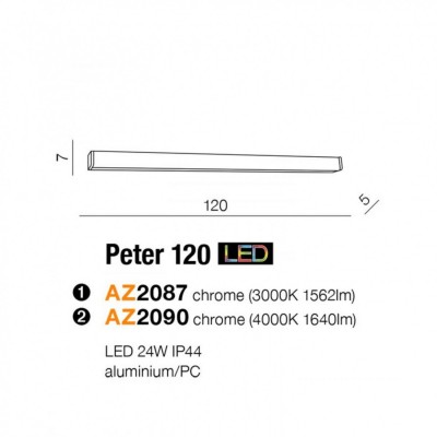 Бра AZzardo PETER 120 3000 CHROME AZ2087 Бра AZzardo PETER 120 3000 CHROME AZ2087