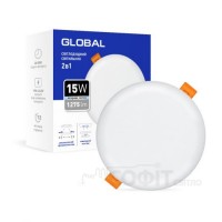 Точковий врізний-накладний LED-світильник GLOBAL SP 2in1 15W, 4100K (коло) 1-GSP-1541-RS