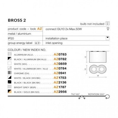 Точковий світильник AZzardo BROSS 2 BLACKGOLD AZ2956