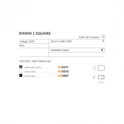 Бра AZzardo RIMINI 1 SQUARE WH AZ4313