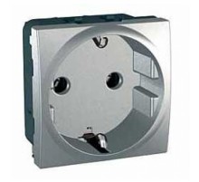 Розетка із змл. зі шторками 2М алюм, Unica MGU3.037.30 Schneider Electric