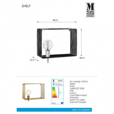 Бра MarkSlojd Sweden SHELF Wall 1L Gold 107815
