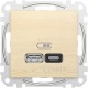 Розетка USB тип A+C 45Вт, береза, Sedna Design & Elements SDD180404, Schneider Electric