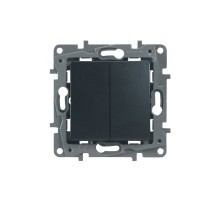 Выключатель двухклавишный антрацит, 10А, Legrand Etika 672602