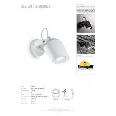 Бра Ideal Lux MINITOMMY AP BIANCO 4000K 096483 Бра Ideal Lux MINITOMMY AP BIANCO 4000K 096483