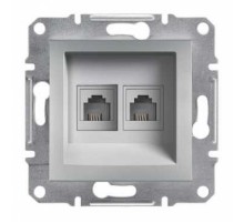 Розетка телефон RJ11, 4 контакта, двойная, алюминий Asfora EPH4200161 Schneider Electric