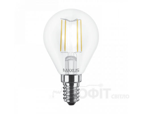 Лампа светодиодная G45 Maxus филамент LED-548 4W 4100K 220V E14