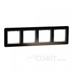 Рамка 4-постовая, черное стекло, Sedna Elements SDD361804, Schneider Electric