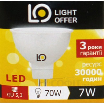 Лампа светодиодная MR16 LightOffer LED-07-026 7W 4000K 220V G5,3