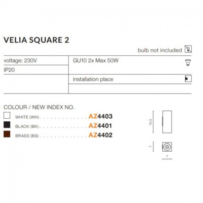 Бра AZzardo VELIA S 2 WH AZ4403