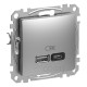 Розетка USB тип A+C 45Вт, алюміній, Sedna Design & Elements SDD113404, Schneider Electric