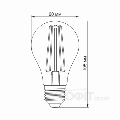 Лампа светодиодная VIDEX Filament A60FF 08W E27 1200K для растений