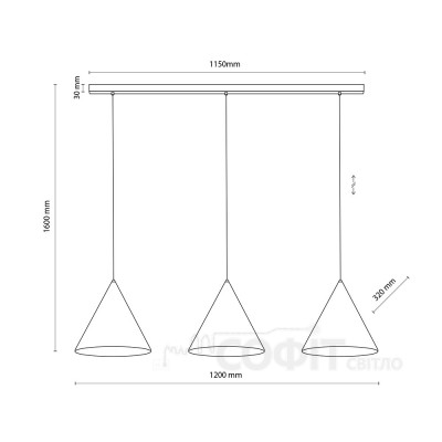 Підвісний світильник TK Lighting CONO BLACK L, 10060