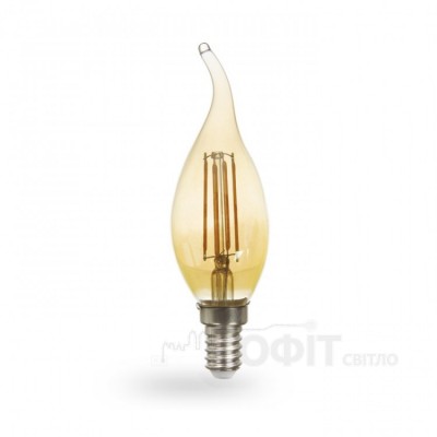 Лампа светодиодная C37 Свеча на ветру Feron LB-59 золото 4W E14 2700K Filament