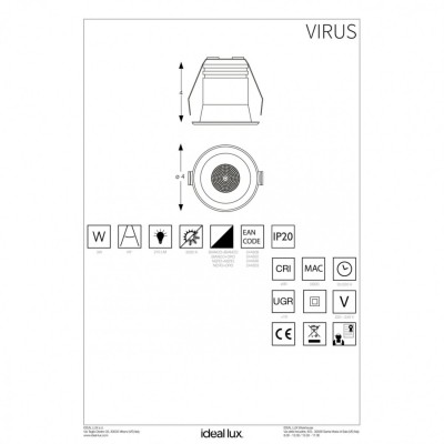 Точечный светильник Ideal Lux VIRUS BK BK 244846 Точечный светильник Ideal Lux VIRUS BK BK 244846