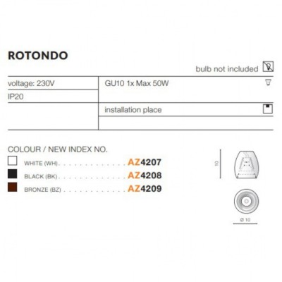 Точечный светильник AZzardo ROTONDO BK AZ4208