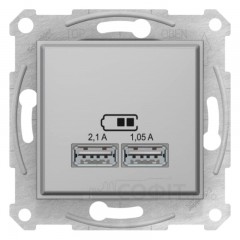 USB-розетка х2 2.1А алюминий Sedna SDN2710260 Schneider Electric