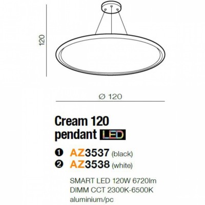 Подвесной светильник AZzardo Cream 120 Pendant Smart AZ3538