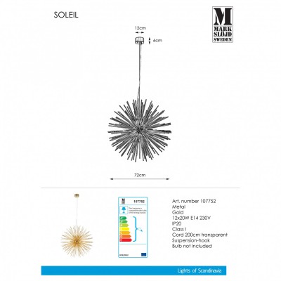Подвесная люстра MarkSlojd Sweden Soleil 12L 107752