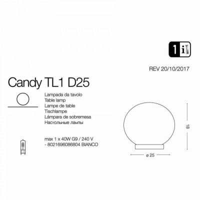Настільна лампа Ideal Lux CANDY TL1 D25 086804