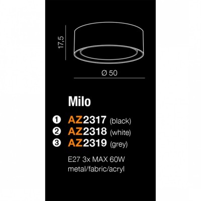 Потолочный светильник AZzardo MILO GREY AZ2319