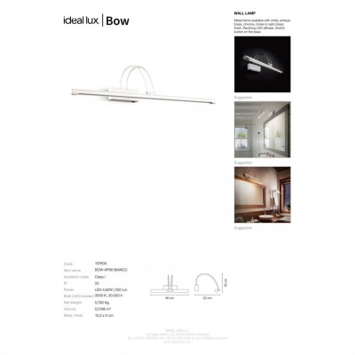 Бра Ideal Lux BOW AP D46 NICKEL 007038 Бра Ideal Lux BOW AP D46 NICKEL 007038