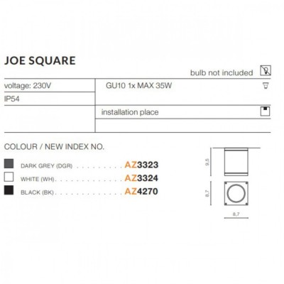 Точечный светильник AZzardo JOE SQUARE BK AZ4270