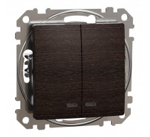 Выключатель двухклавишный с подсветкой, венге, Sedna Design & Elements SDD181105L, Schneider Electric