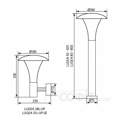 Светильник уличный столбик Kanlux Lugea 80 (23533) IP44 садово-парковый