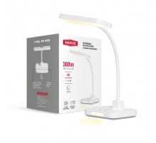 Настільна лампа MAXUS DL 5W 3CCT WH з вбудованим акумулятором, Біла, 1-MDL-5W-WBS