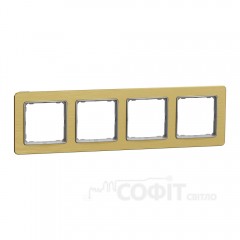 Рамка 4-постовая, матовое золото, Sedna Elements SDD371804, Schneider Electric